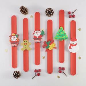 Cute Christmas 3D Silicone PVC Slap Bracelet for Xmas Party Santa Claus Design