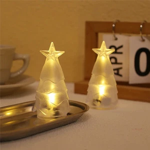 Christmas Decoration New Year Holiday Home Bedroom Display Xmas Tree Shape Transparent Crystal Night Lamp