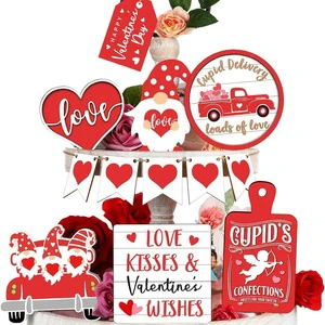JUXINDA New Valentine's Day 12-piece Tiered Tray Set with Red Decorative Props Heart and Cupid logo Crafts