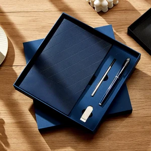 Wholesale Corporate Leather Notebook Gift Sets Customizable Luxury A5 Diary Notebook Gift Box With Pen And USB