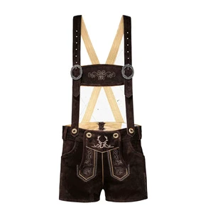 Most Hot Selling Bavarian Short Authentic Lederhosen Women Ladies Octoberfest Outfit Damen Wurst Fest Costume Dark Brown