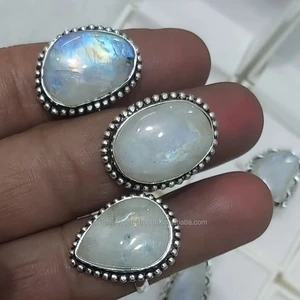 Top Trending Premium Natural White Moonstone Blue Flash Gemstone Shadow Carved German Silver Love Home Decor Ball & Globe Bulk