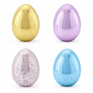 Handmade Glittery Glass Easter Egg Ornament for Christmas New Year Holiday Decor-Durable Home Display Centerpiece