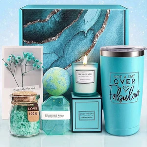 Unique Birthday Mother's Day Thank You Gift for Women, Best Friend, Lavender Spa Bath Gift Basket Set for Her, Self Care Gifts