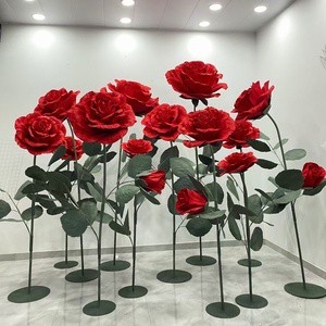 Event Decor Equipment Giant Free Standing Paper Flowers Paper Rose For Home Decor Event Stage Display