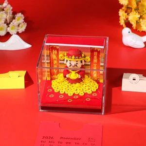 Creative Paper Craft 3D Calendar Memo Pad Fortune God 3D Tear Off Layered Paper Cube with LED Glow New Year Miniature Sculpture