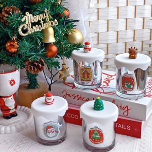 Handmade New Year Christmas Decorative Soy Wax Art Candle Home Aroma Novelty Holiday Gift Glass Candle Environment-Friendly