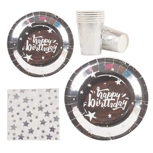 Happy Birthday Kids Birthday Party Decorations Supplies Set Paper Plates Disposable Cutlery Set