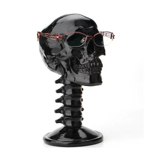 WeiVista Hot Selling Creative Halloween Skulls Tabletop Decorations Black Glasses Bracket for Home for Halloween Decor