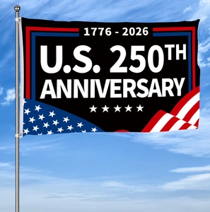 Custom Wholesale Digital Eco-Friendly Flag Two Metal Holes Premium Design 250th Anniversary 1776-2026 USA Independence Day Flag