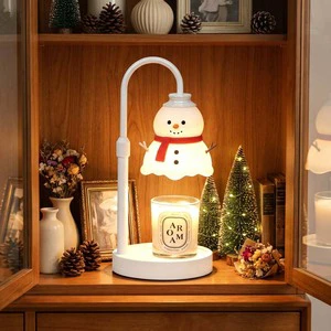 Christmas Snowman Glass Candle Warmer Lamp, Adjustable Electric Candle Melter For Winter Home Decor