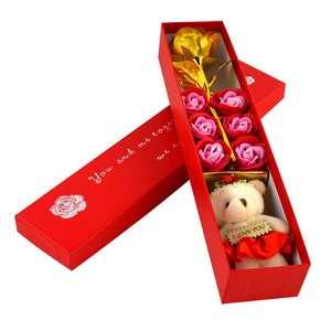 Colorful Artificial Flower Romance Gift Box Creative Valentine's Day Gift Set Long Gift Flower Box