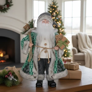 Xmas Figurine Standing Santa Clause Weighted Base Wholesale Price Stable Heavy Bottom Santa Doll for Outdoor Covered Porch Decor
