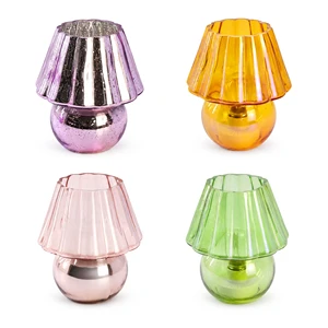 Colorful Handmade Mushroom Glass Table Vintage Style Decor for Bedroom Nightstand Living Room Halloween Christmas New Year