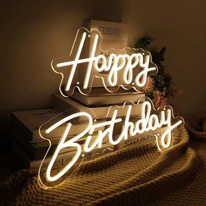 Happy Birthday 3D Neon Letter Lights Customized Color Adjustable Remote Control LED Bar Decorative Lights Waterproof