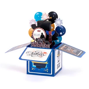 Father's Day Gift 3D Paper Craft Greeting Card Best Dad Theme Desktop Decoration Ornament