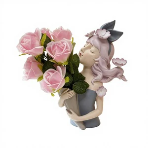 Valentine's Day Gift Flower-arranging Cartoon Wind Style Synthetic Resin Crafts Home Desktop Decorations Light Luxury
