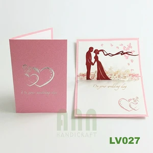 Best Selling 3D Pop-up Handmade Traditional Japanese Wedding Love Card Paper Handicraft Souvenirs Valentine's Day Greeting Cards