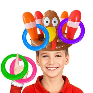 Christmas Thanksgiving Decorations Thanksgiving Gifts Game Toy Swimming Pool Games Party Inflatable Turkey Ring Toss Game Toy