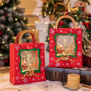 Christmas decorations: crystal balls, music boxes, tote bags, snowflakes, lights, gifts, nightlight