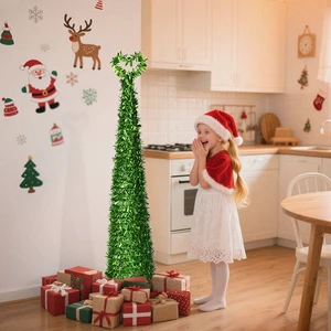Christmas Product 1.5 M Green Wool Braid Foldable Christmas Flower Decoration Tree Party Centerpiece for Christmas Gatherings