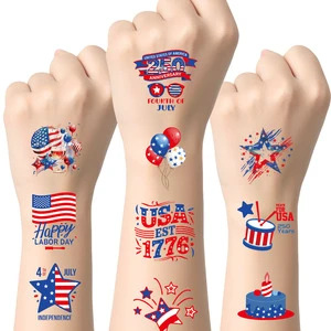 Independence Day Tattoo Stickers DIY National Day Face Decor Stickers for Holiday Party
