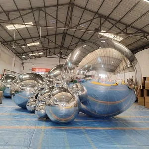 PVC Inflatable Mirror Ball For Event Disco Mirror Ball Inflatable For Stage 60 Inches Silver Mirror Balls