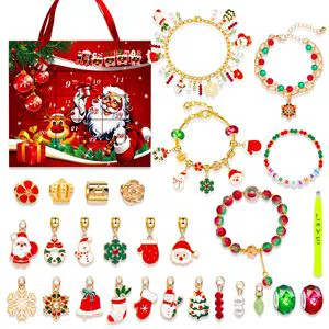 2024 Creative 24 Countdown Calendar Advent Surprise Blind Box Set DIY Crystal Beads Charm Children Bracelets Set Christmas Gift