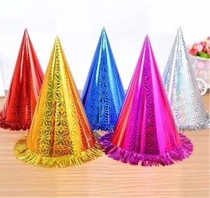 Metallic Tassel Cone Party Hats Shiny Birthday Photo Booth Props for Kids Adults Birthday Party Decorations Party Supplies
