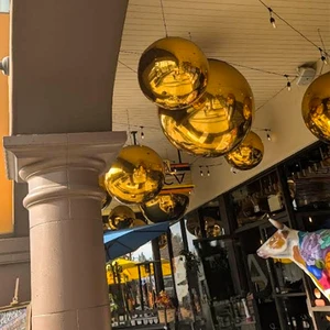 Gold Metallic Inflatable Balloon Disco Reflective Ball Big Shiny Sphere For Indoor Outdoor Event Decor