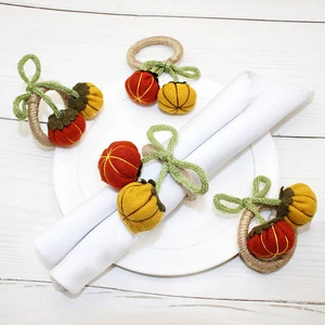 Wholesale of new hotel tableware for Thanksgiving and autumn harvest, pumpkin napkin rings, hcrafted bow buttons