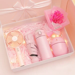 2024 Valentine Day Birthday Beautiful Bouquets Vacuum Fan Umbrella and Humidifier Gift Set for Girls Valentine Birthday Gift