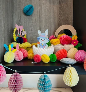 Honeycomb Tissue Paper Easter Rabbit Ornament 9