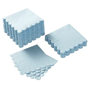 SHENGBO 100pcs Luxury Blue Square 100% Woodpulp Paper Napkins for Thanksgiving Chinese New Year Christmas Easter Parties-Home