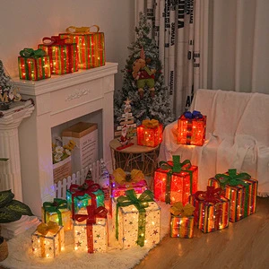 New DIY Christmas Lights Christmas Gift Box Foldable Three-Piece Set Christmas Products Birthday Party Decoration Lights