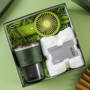 Hot Selling Wholesale Glass Fan Towel Cup Favors Wedding Gift Sets Silk Screen Printed for Father's Day & Mother's Day