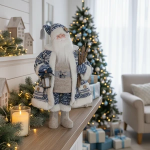 New Hot Selling Products Vintage Dark Blue Christmas Outdoor Christmas Santa Claus Figurines