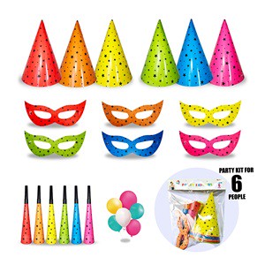 6 People Party Favors Supplies Kit, Colorful Star Print Birthday Party Set for Kids Adults Party Celebration