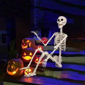JF 165cm Standing Plastic Skeleton for Indoor/Outdoor Halloween Haunted House Decor with High Quality and Bag Packing
