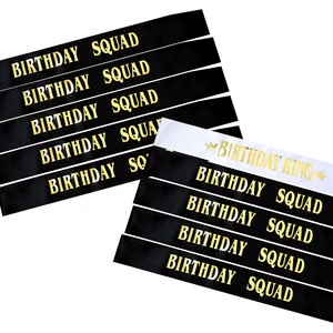 Mens White and Black Satin King Sash with Gold Foil for Birthday and Valentine's Day Party Decorations Adult Party Supplies