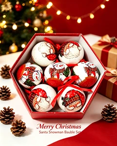 Handmade Pcs Shatterproof Foam Christmas Balls Mixed Reindeer Print Hex Gift Box 4 Colors Modern Design Merry Christmas