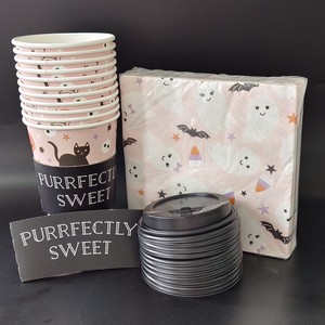 Customizable Disposable Halloween Paper Products Set Modern Style Napkins Plates Cups for Party Hot Selling