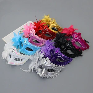 Halloween Plastic Plated Half-Face Side Lily Flower Venice Princess Ball Mask Party Eye Mask 18+