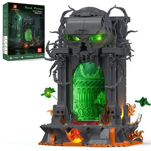JMBricklayer Dark Portal Building Block Set Gothic Skull Gate LED Light Fantasy Demon Door 1108 Pcs Construction Toy For Adults