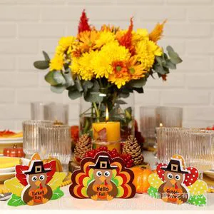 Thanksgiving Wooden Turkey Ornaments Die Cut Decor For Home Party Table Centerpiece Harvest Festival Decoration