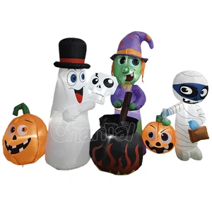 Halloween Outdoor Decoration Inflatable White Ghost Halloween Pumpkin Witch with Soup Inflatable Combinations