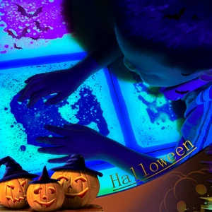 Popular New Limited Halloween Gifts UV Sensory Liquid Floor Tiles Fidget Stress Relieve Sensory Squeeze Toys