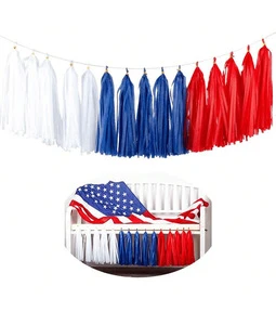 Independence Day Party Decorations Colorful DIY Paper Tassels for Festive Arrangements Latte Art for Celebrations National Day