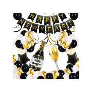 New Year Diwali Ramadan Thanksgiving Easter Party Decoration Disposable Balloon Set Happy Birthday Banner Arch Kit Backdrop