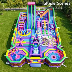 Tonle Inflatables Custom Commercial Bounce House Kids Adult Obstacle Course Inflatable Theme Park Games For Party Rental